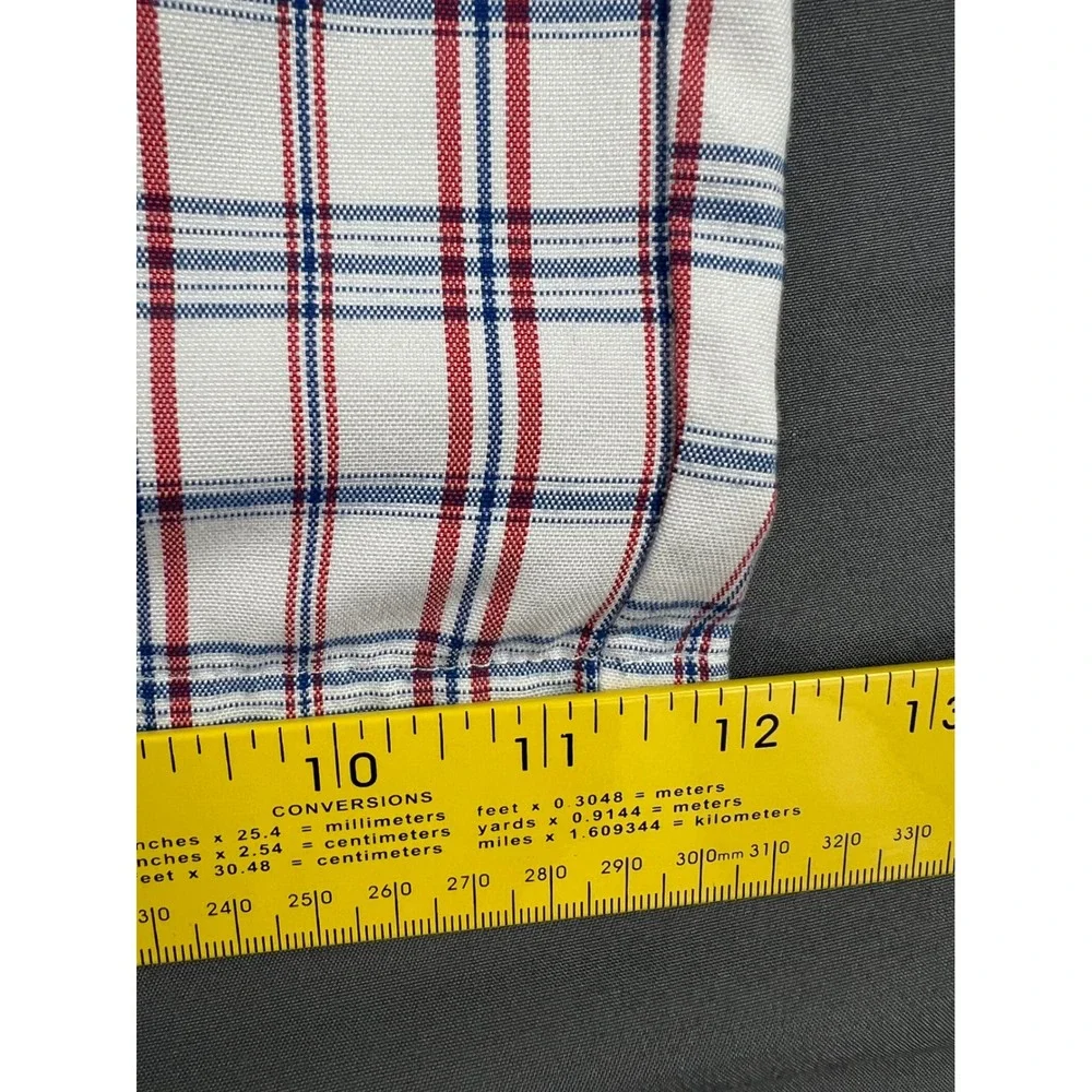 Greg Norman Tasso Elba Golf Shorts Mens 34 White Red Blue Plaid Shark Logo Good